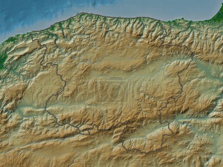 Téléchargez les photos : Kastamonu, province de Turkiye. Carte d'altitude colorée avec lacs et rivières - en image libre de droit