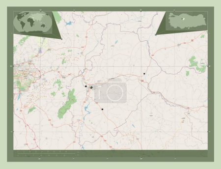 Téléchargez les photos : Krkkale, province of Turkiye. Open Street Map. Locations of major cities of the region. Corner auxiliary location maps - en image libre de droit