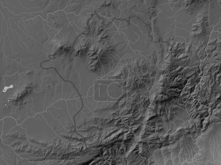 Téléchargez les photos : Nigde, province of Turkiye. Grayscale elevation map with lakes and rivers - en image libre de droit
