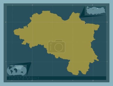 Photo for Ordu, province of Turkiye. Solid color shape. Corner auxiliary location maps - Royalty Free Image