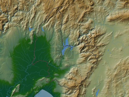 Téléchargez les photos : Osmaniye, province of Turkiye. Colored elevation map with lakes and rivers - en image libre de droit