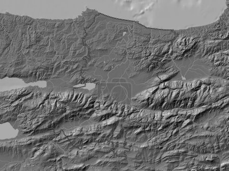 Téléchargez les photos : Sakarya, province of Turkiye. Bilevel elevation map with lakes and rivers - en image libre de droit