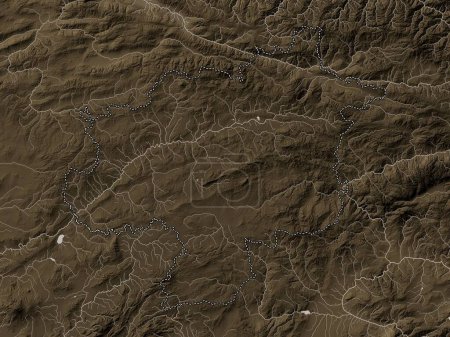 Téléchargez les photos : Sivas, province of Turkiye. Elevation map colored in sepia tones with lakes and rivers - en image libre de droit