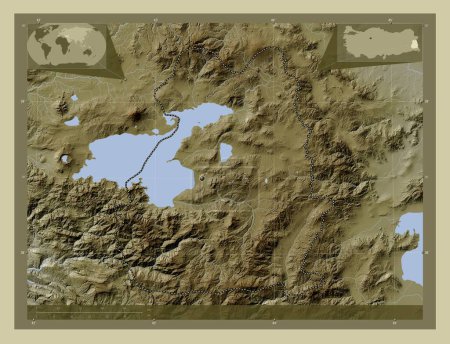 Photo for Van, province of Turkiye. Elevation map colored in wiki style with lakes and rivers. Corner auxiliary location maps - Royalty Free Image