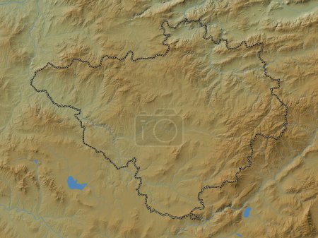 Téléchargez les photos : Yozgat, province de Turkiye. Carte d'altitude colorée avec lacs et rivières - en image libre de droit