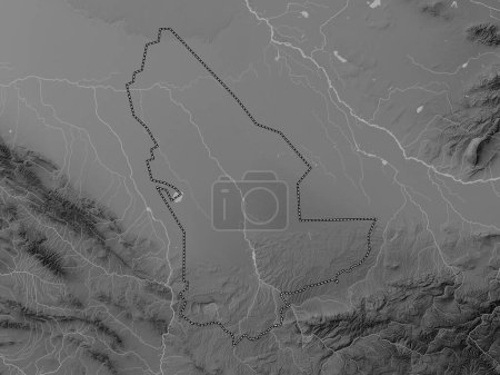 Photo for Mary, province of Turkmenistan. Grayscale elevation map with lakes and rivers - Royalty Free Image
