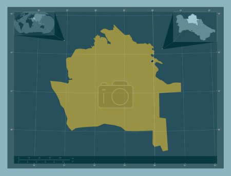 Photo for Tashauz, province of Turkmenistan. Solid color shape. Corner auxiliary location maps - Royalty Free Image