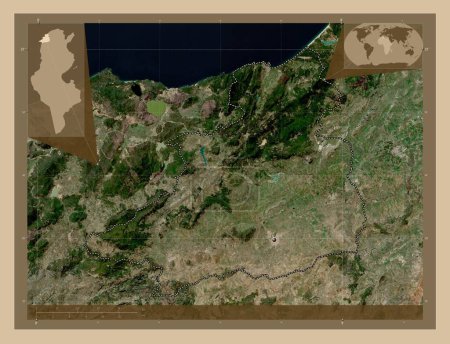 Photo for Jendouba, governorate of Tunisia. Low resolution satellite map. Corner auxiliary location maps - Royalty Free Image