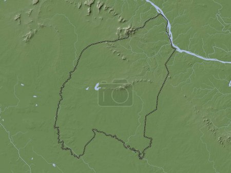 Téléchargez les photos : Amnat Charoen, province de Thaïlande. Carte d'altitude colorée dans le style wiki avec des lacs et des rivières - en image libre de droit