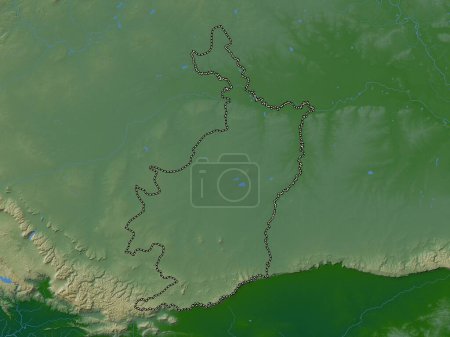 Photo for Buri Ram, province of Thailand. Colored elevation map with lakes and rivers - Royalty Free Image