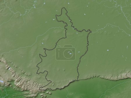Téléchargez les photos : Buri Ram, province of Thailand. Elevation map colored in wiki style with lakes and rivers - en image libre de droit