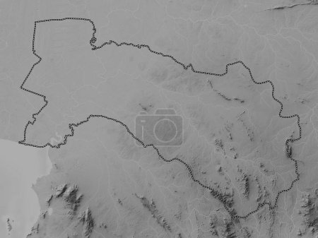 Foto de Chachoengsao, province of Thailand. Grayscale elevation map with lakes and rivers - Imagen libre de derechos