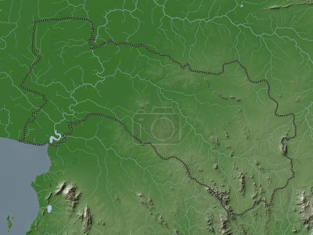 Foto de Chachoengsao, province of Thailand. Elevation map colored in wiki style with lakes and rivers - Imagen libre de derechos
