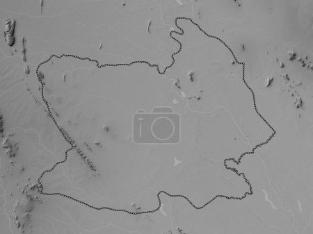Téléchargez les photos : Chai Nat, province de Thaïlande. Carte d'altitude en niveaux de gris avec lacs et rivières - en image libre de droit