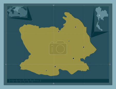 Téléchargez les photos : Chai Nat, province of Thailand. Solid color shape. Locations of major cities of the region. Corner auxiliary location maps - en image libre de droit