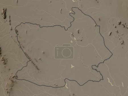 Photo for Chai Nat, province of Thailand. Elevation map colored in sepia tones with lakes and rivers - Royalty Free Image