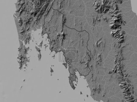 Photo for Krabi, province of Thailand. Bilevel elevation map with lakes and rivers - Royalty Free Image