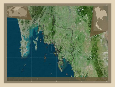 Photo for Krabi, province of Thailand. High resolution satellite map. Locations of major cities of the region. Corner auxiliary location maps - Royalty Free Image