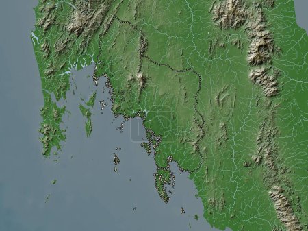 Photo for Krabi, province of Thailand. Elevation map colored in wiki style with lakes and rivers - Royalty Free Image