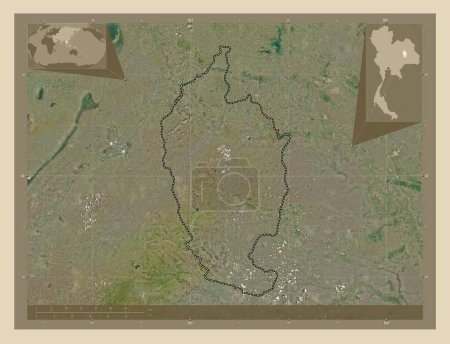 Photo for Maha Sarakham, province of Thailand. High resolution satellite map. Corner auxiliary location maps - Royalty Free Image