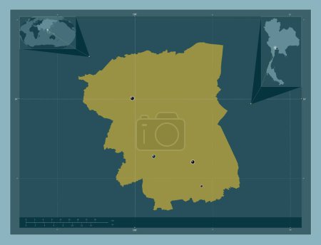 Photo for Nakhon Pathom, province of Thailand. Solid color shape. Locations of major cities of the region. Corner auxiliary location maps - Royalty Free Image