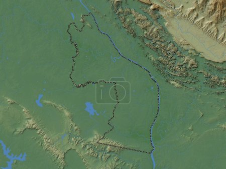 Téléchargez les photos : Nakhon Phanom, province of Thailand. Colored elevation map with lakes and rivers - en image libre de droit