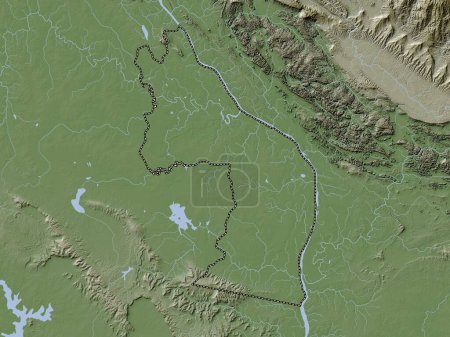 Téléchargez les photos : Nakhon Phanom, province of Thailand. Elevation map colored in wiki style with lakes and rivers - en image libre de droit