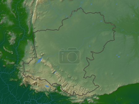 Photo for Nakhon Ratchasima, province of Thailand. Colored elevation map with lakes and rivers - Royalty Free Image