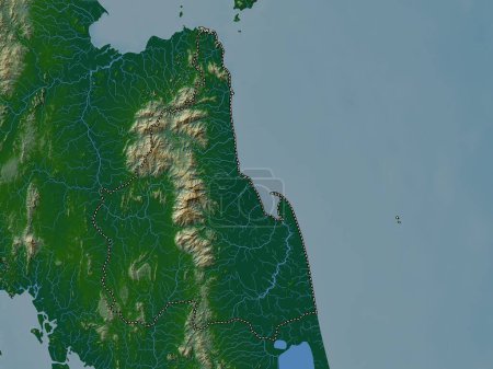 Photo for Nakhon Si Thammarat, province of Thailand. Colored elevation map with lakes and rivers - Royalty Free Image