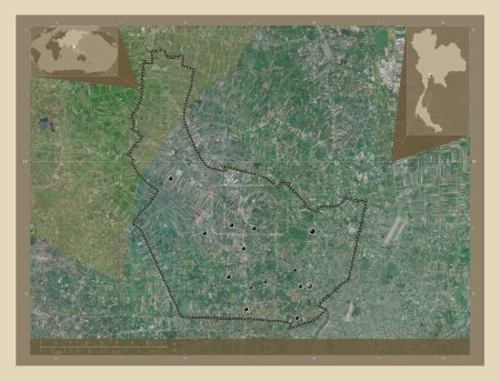 Photo for Nonthaburi, province of Thailand. High resolution satellite map. Locations of major cities of the region. Corner auxiliary location maps - Royalty Free Image