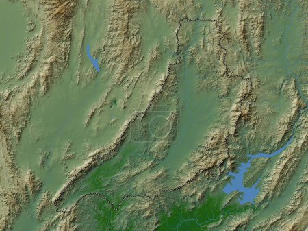 Téléchargez les photos : Phrae, province of Thailand. Colored elevation map with lakes and rivers - en image libre de droit