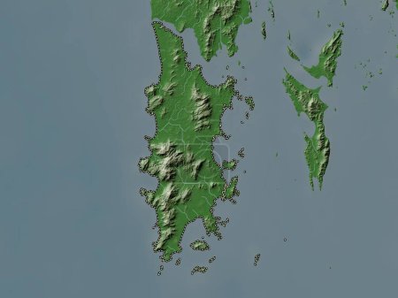 Téléchargez les photos : Phuket, province of Thailand. Elevation map colored in wiki style with lakes and rivers - en image libre de droit