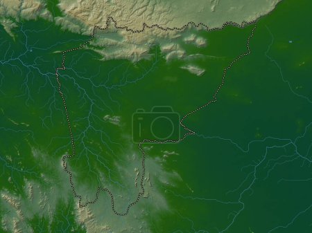 Photo for Sa Kaeo, province of Thailand. Colored elevation map with lakes and rivers - Royalty Free Image