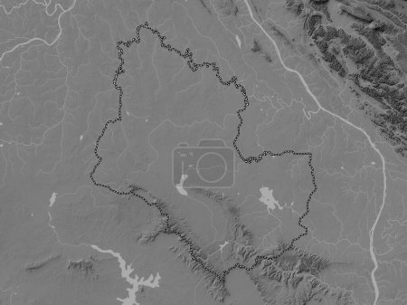 Photo for Sakon Nakhon, province of Thailand. Grayscale elevation map with lakes and rivers - Royalty Free Image