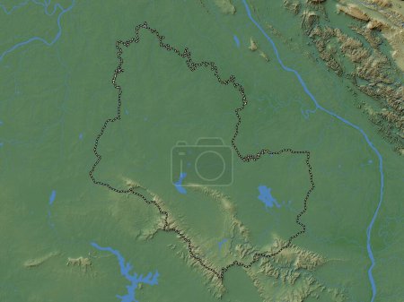 Téléchargez les photos : Sakon Nakhon, province of Thailand. Colored elevation map with lakes and rivers - en image libre de droit