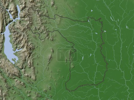 Foto de Suphan Buri, provincia de Tailandia. Mapa de elevación coloreado en estilo wiki con lagos y ríos - Imagen libre de derechos