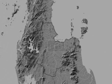 Photo for Surat Thani, province of Thailand. Bilevel elevation map with lakes and rivers - Royalty Free Image