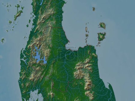 Photo for Surat Thani, province of Thailand. Colored elevation map with lakes and rivers - Royalty Free Image