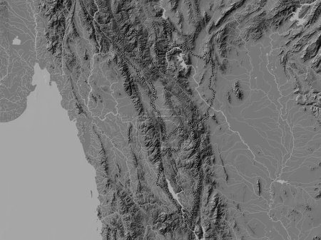 Photo for Tak, province of Thailand. Bilevel elevation map with lakes and rivers - Royalty Free Image