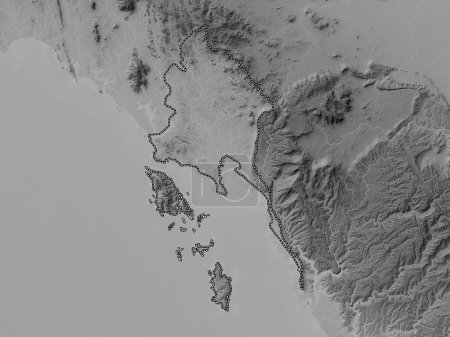 Photo for Trat, province of Thailand. Grayscale elevation map with lakes and rivers - Royalty Free Image
