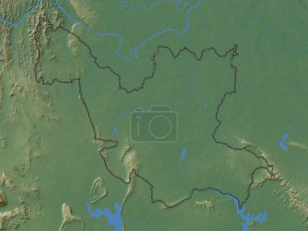 Téléchargez les photos : Udon Thani, province of Thailand. Colored elevation map with lakes and rivers - en image libre de droit