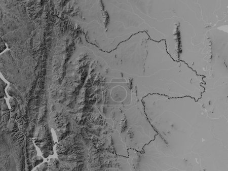 Photo for Uthai Thani, province of Thailand. Grayscale elevation map with lakes and rivers - Royalty Free Image