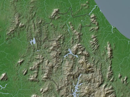 Photo for Yala, province of Thailand. Elevation map colored in wiki style with lakes and rivers - Royalty Free Image