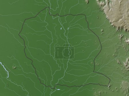 Téléchargez les photos : Phichit, province de Thaïlande. Carte d'altitude colorée dans le style wiki avec des lacs et des rivières - en image libre de droit