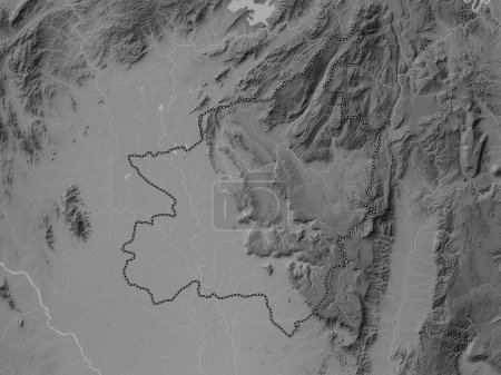 Photo for Phitsanulok, province of Thailand. Grayscale elevation map with lakes and rivers - Royalty Free Image