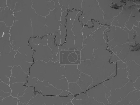 Téléchargez les photos : Phra Nakhon Si Ayutthaya, province de Thaïlande. Carte d'altitude en niveaux de gris avec lacs et rivières - en image libre de droit