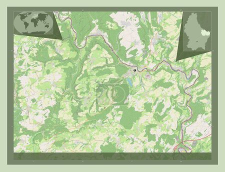 Foto de Cantón Echternach, cantón de Luxemburgo. Open Street Map. Mapas de ubicación auxiliares de esquina - Imagen libre de derechos