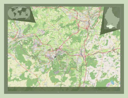 Téléchargez les photos : Canton Esch-sur-Alzette, canton de Luxembourg. Ouvrir la carte routière. Corner cartes de localisation auxiliaires - en image libre de droit