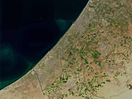 Téléchargez les photos : Bande de Gaza, région de Palestine. Carte satellite basse résolution - en image libre de droit