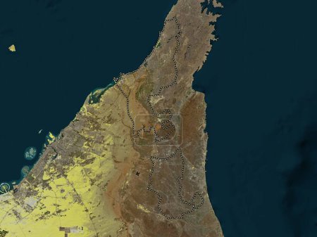 Photo for Ras Al Khaymah, emirate of United Arab Emirates. Low resolution satellite map - Royalty Free Image
